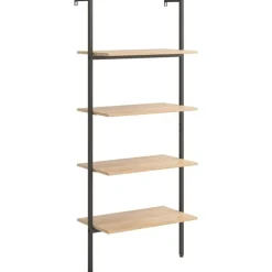 vidaXL Étagère inclinée à 4 niveaux Marron clair et noir 64x35x152,5cm