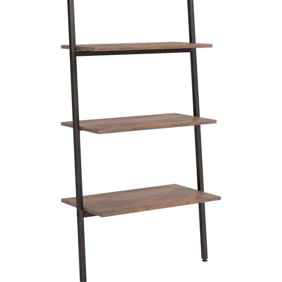vidaXL Étagère inclinée à 3 niveaux Marron foncé et noir 64x34x116 cm