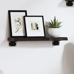 vidaXL Étagère murale marron foncé 40x10x2 cm bois chêne massif traité