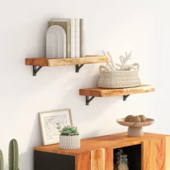 vidaXL Étagère murale rectangulaire massif acacia bordure assortie