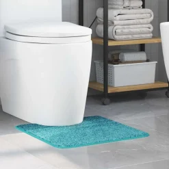 vidaXL Tapis de bain antidérapant avec découpe pour toilette Turquoise