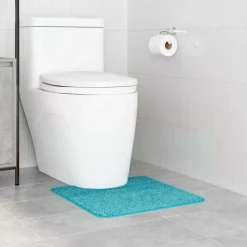 vidaXL Tapis de bain antidérapant avec découpe pour toilette Turquoise