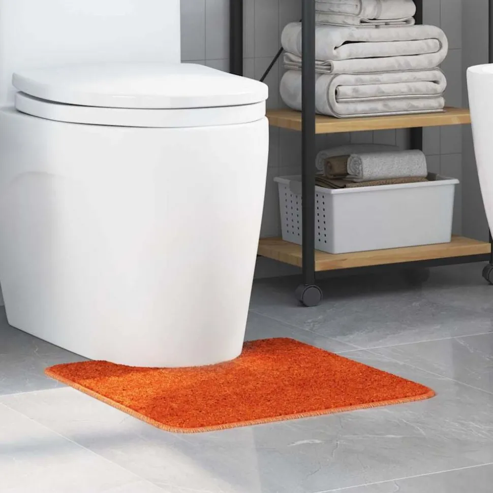 vidaXL Tapis de bain antidérapant avec découpe pour toilette Orange