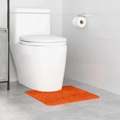 vidaXL Tapis de bain antidérapant avec découpe pour toilette Orange