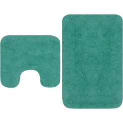 vidaXL Tapis de salle de bain 2 pcs Tissu Turquoise