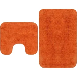 vidaXL Tapis de salle de bain 2 pcs Tissu Orange