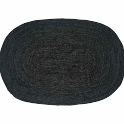 vidaXL Tapis de surface ovale Noir 100 x 152 cm Jute