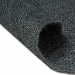 vidaXL Tapis de surface ovale Noir 100 x 152 cm Jute