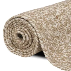 vidaXL Tapis de surface Rectangulaire Naturel et Blanc 60 x 110 cm