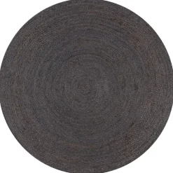 vidaXL Tapis fait à la main Jute Rond 90 cm Gris foncé