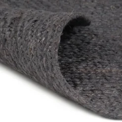 vidaXL Tapis fait à la main Jute Rond 90 cm Gris foncé