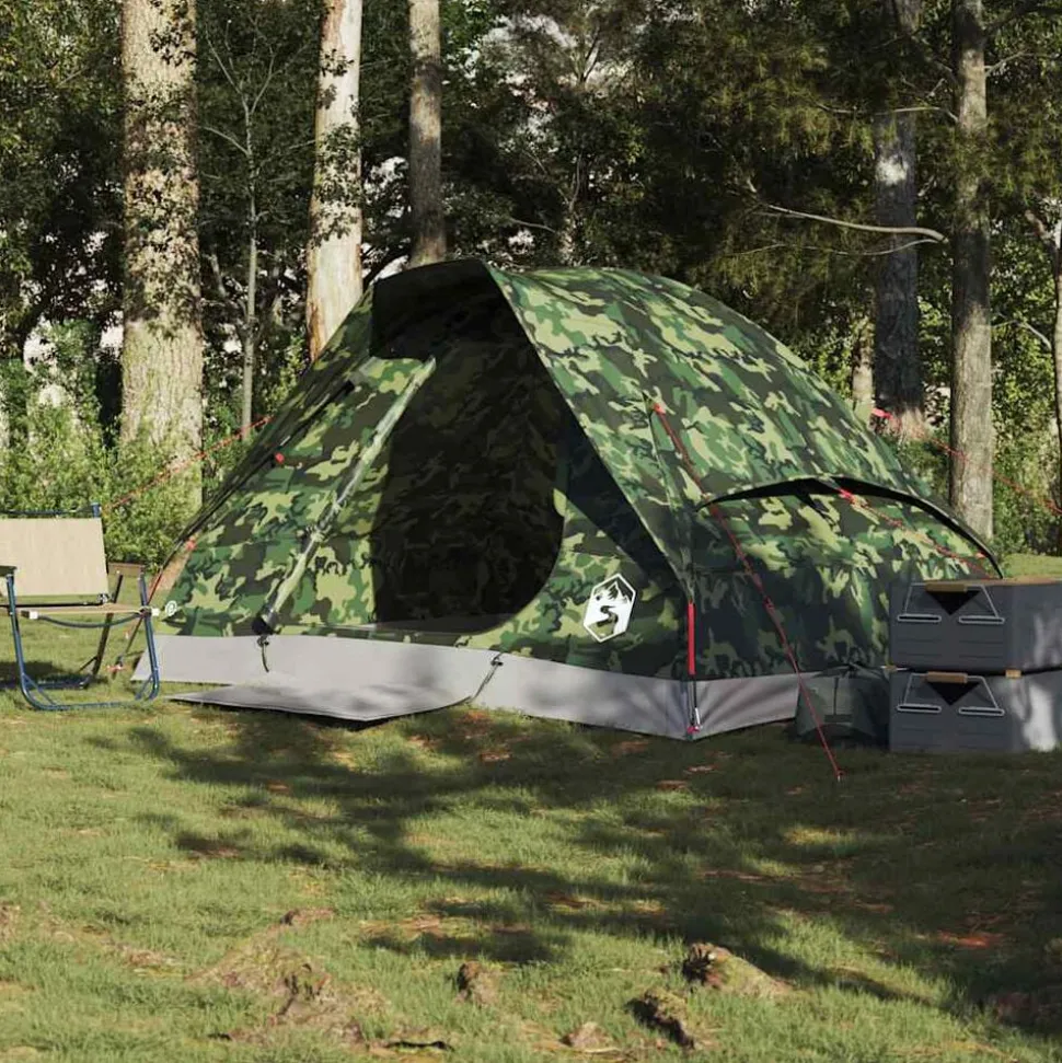 vidaXL Tente de camping à dôme 2 personnes camouflage imperméable