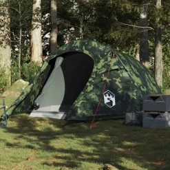 vidaXL Tente de camping tunnel 3 personnes camouflage imperméable