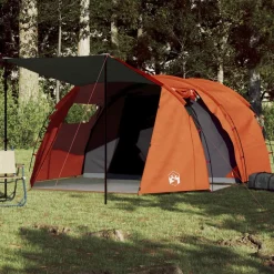 vidaXL Tente de camping tunnel 4 personnes gris et orange imperméable
