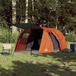 vidaXL Tente de camping tunnel 4 personnes gris et orange imperméable