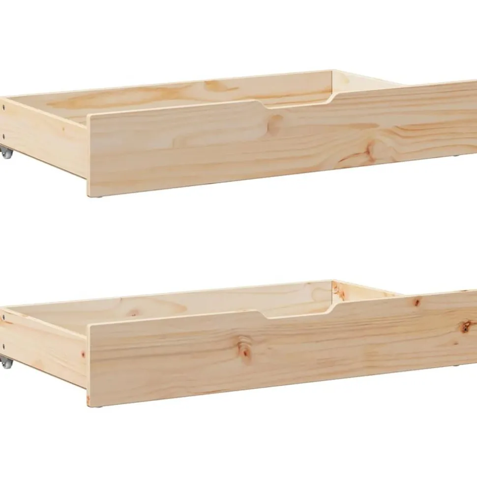 vidaXL Tiroirs sous le lit avec roulettes 2 pcs 95x55x17 cm pin massif