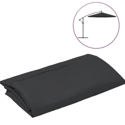 vidaXL Tissu de remplacement pour parasol déporté noir 300 cm