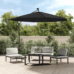 vidaXL Tissu de remplacement pour parasol déporté noir 300 cm