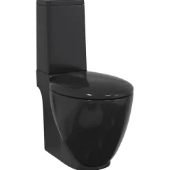 vidaXL Toilette en céramique Ronde Écoulement d'eau au fond Noir