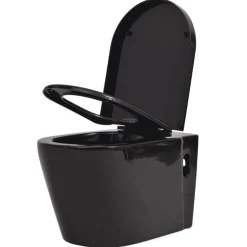 vidaXL Toilette murale Céramique Noir
