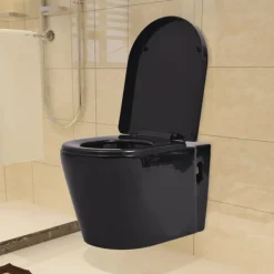 vidaXL Toilette murale Céramique Noir