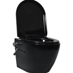 vidaXL Toilette murale sans bord à fonction de bidet Céramique Noir