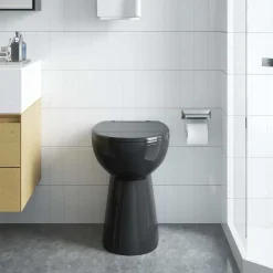 vidaXL Toilette sans rebord 7 cm hauteur supplémentaire Abattant amorti Céramique Noir