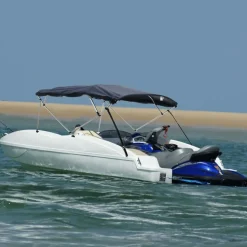 vidaXL Toit bimini à 4 arceaux parois en maille 243x(170-182)x137 cm