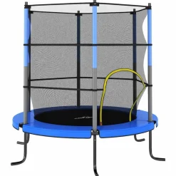 vidaXL Trampoline avec filet de sécurité Rond 140x160 cm Bleu