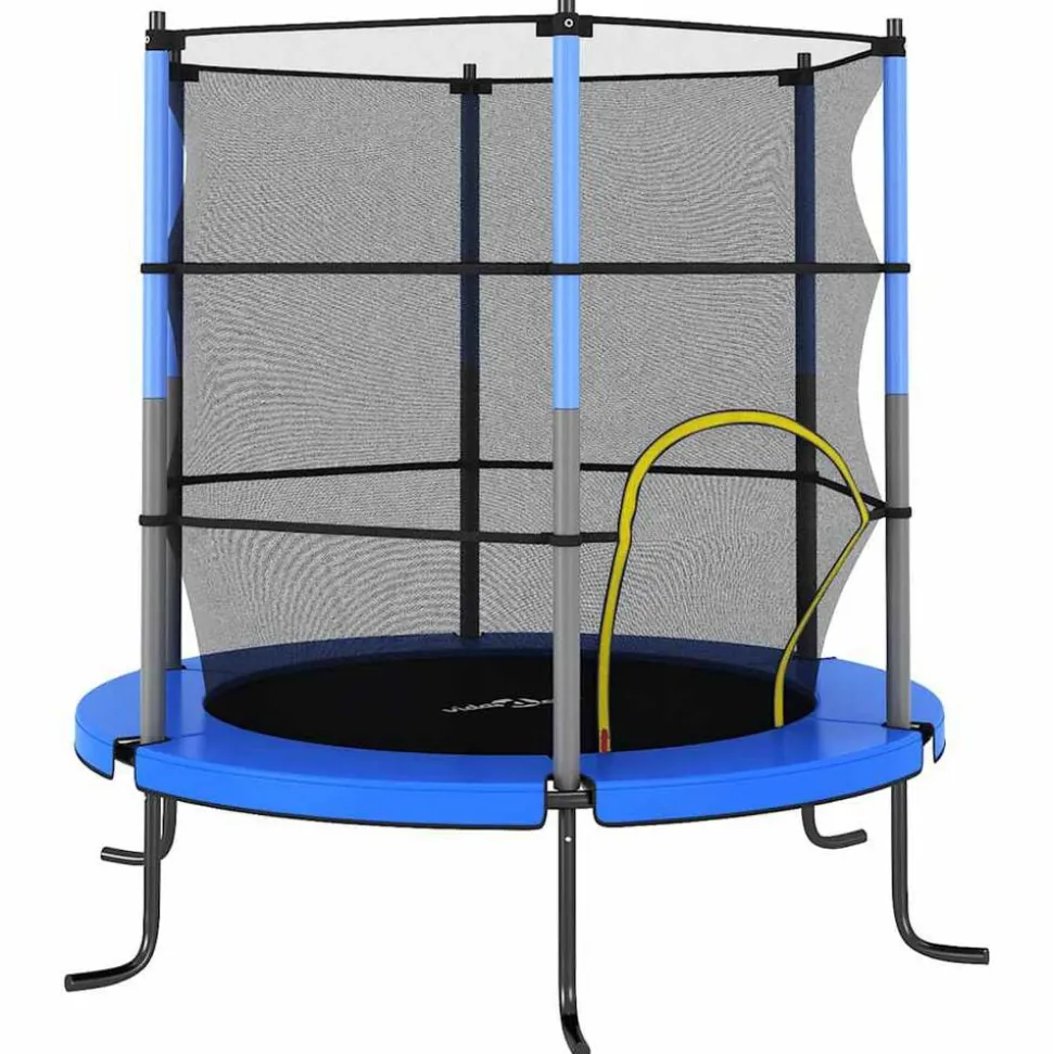 vidaXL Trampoline avec filet de sécurité Rond 140x160 cm Bleu