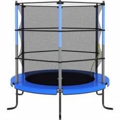 vidaXL Trampoline avec filet de sécurité Rond 140x160 cm Bleu