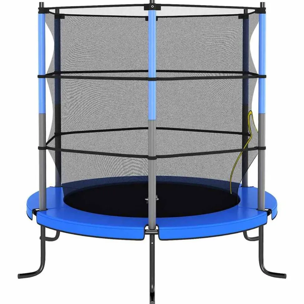 vidaXL Trampoline avec filet de sécurité Rond 140x160 cm Bleu