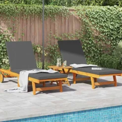 vidaXL Transat 2 pcs Marron 65 x 199 x 84 cm Bois d'Acacia Massif