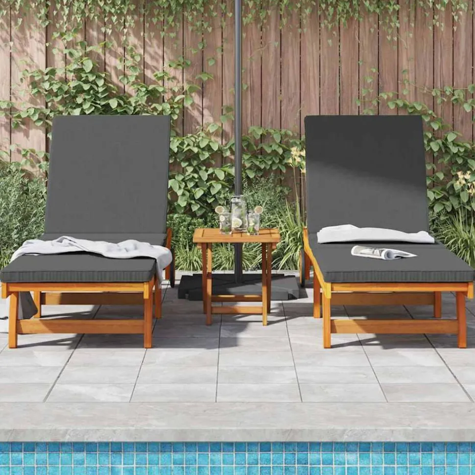 vidaXL Transat 2 pcs Marron 65 x 199 x 84 cm Bois d'Acacia Massif