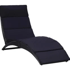 vidaXL Transat avec coussin Résine tressée Noir