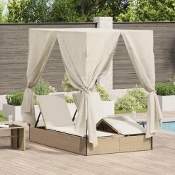 vidaXL Transat double Réglable Beige 205 x 129 x 200 cm polyrotin