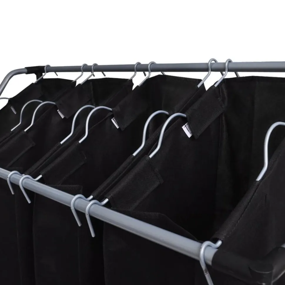 vidaXL Trieuse à linge avec 4 sacs gris
