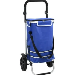 vidaXL Trolley de shopping Bleu 36,5 x 46,5 x 100,5 cm Tissu Oxford