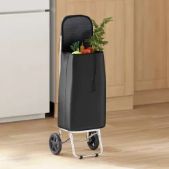 vidaXL Trolley de shopping Noir 35 x 28 x 92 cm Tissu Oxford