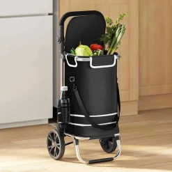 vidaXL Trolley de shopping Noir 36,5 x 46,5 x 100,5 cm Tissu Oxford