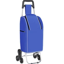 vidaXL Trolley de shopping Bleu 39,5 x 33 x 93 cm Tissu Oxford
