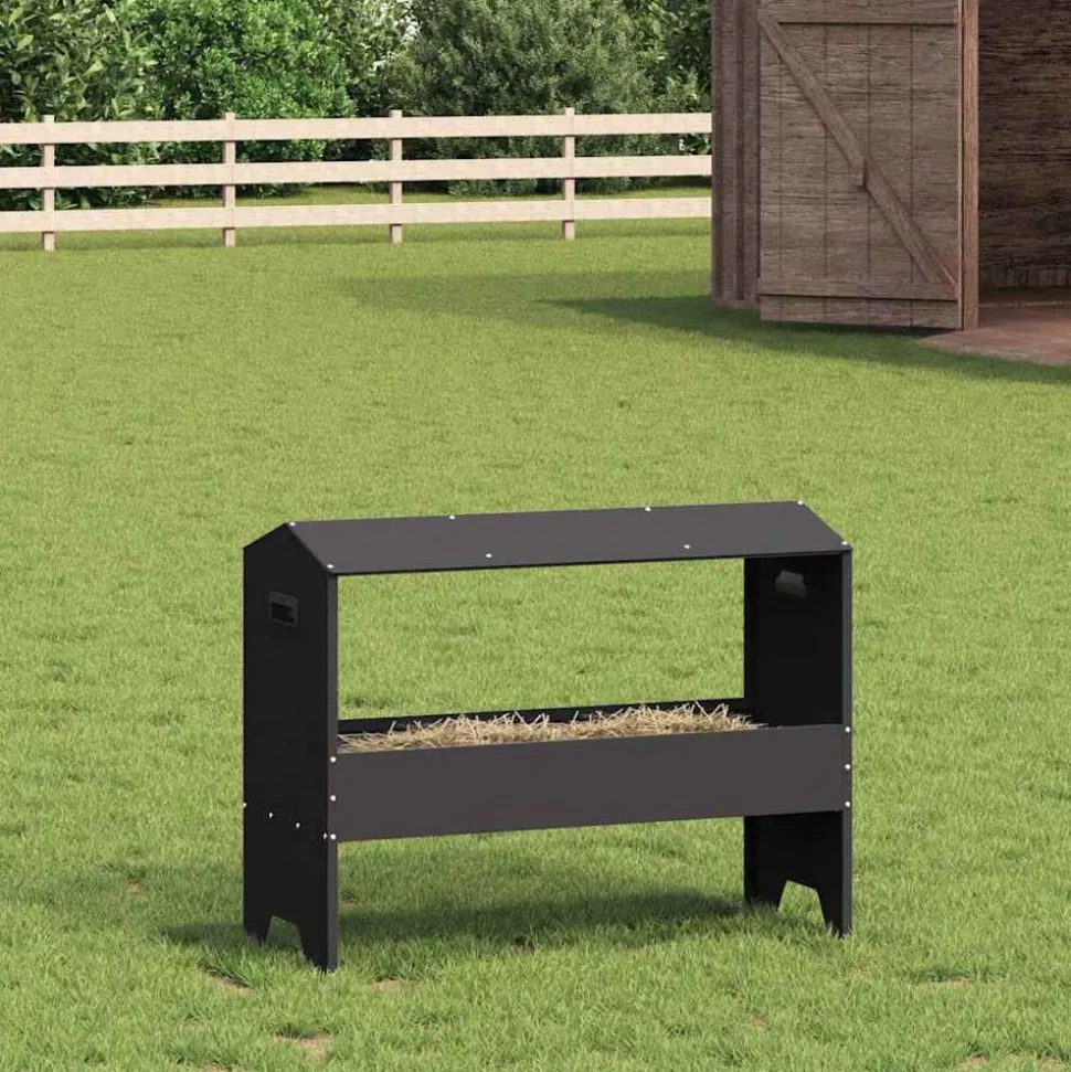 vidaXL Trough d'alimentation pour le bétail Noir 79 x 35 x 62 cm