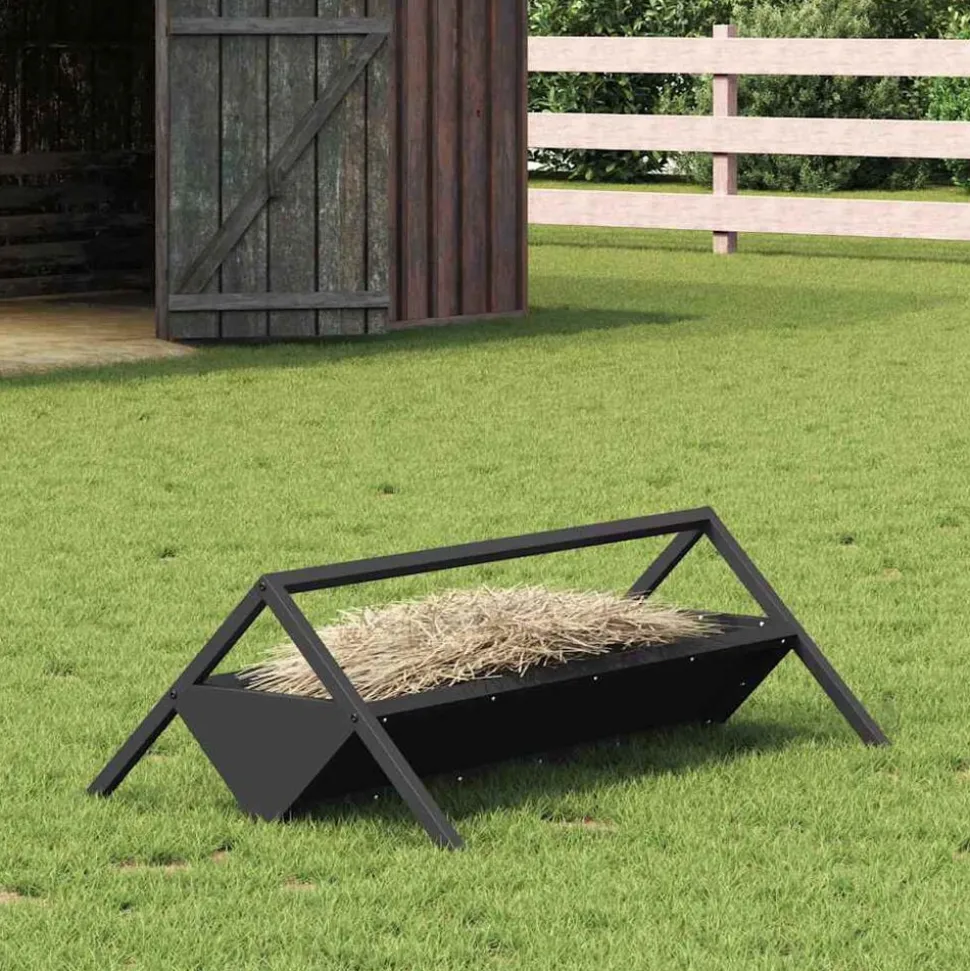 vidaXL Trough d'alimentation pour le bétail Noir 111 x 76 x 38 cm