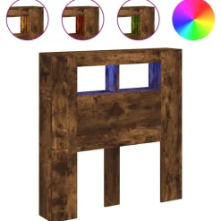 vidaXL Tête de lit à LED chêne fumé 100x18,5x103,5cm bois d'ingénierie