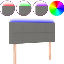 vidaXL Tête de lit à LED Gris foncé 80x5x78/88 cm Tissu