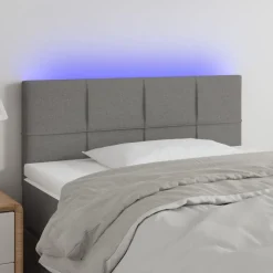 vidaXL Tête de lit à LED Gris foncé 80x5x78/88 cm Tissu