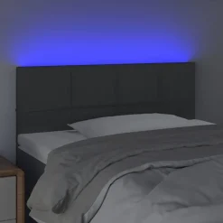 vidaXL Tête de lit à LED Gris foncé 80x5x78/88 cm Tissu