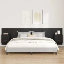 vidaXL Tête de lit avec armoire 3 pcs Chêne noir Bois d'ingénierie