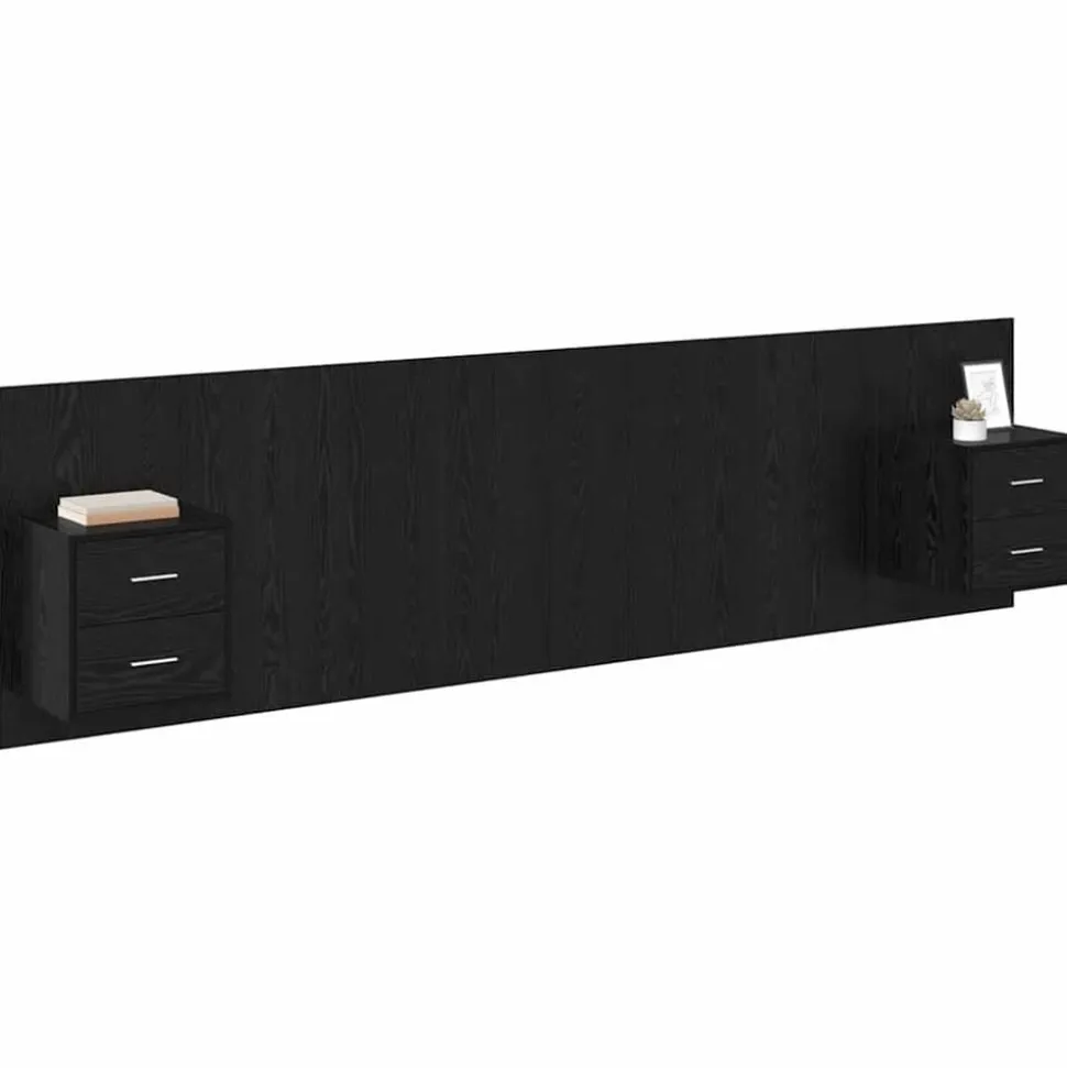 vidaXL Tête de lit avec armoire 3 pcs Chêne noir Bois d'ingénierie