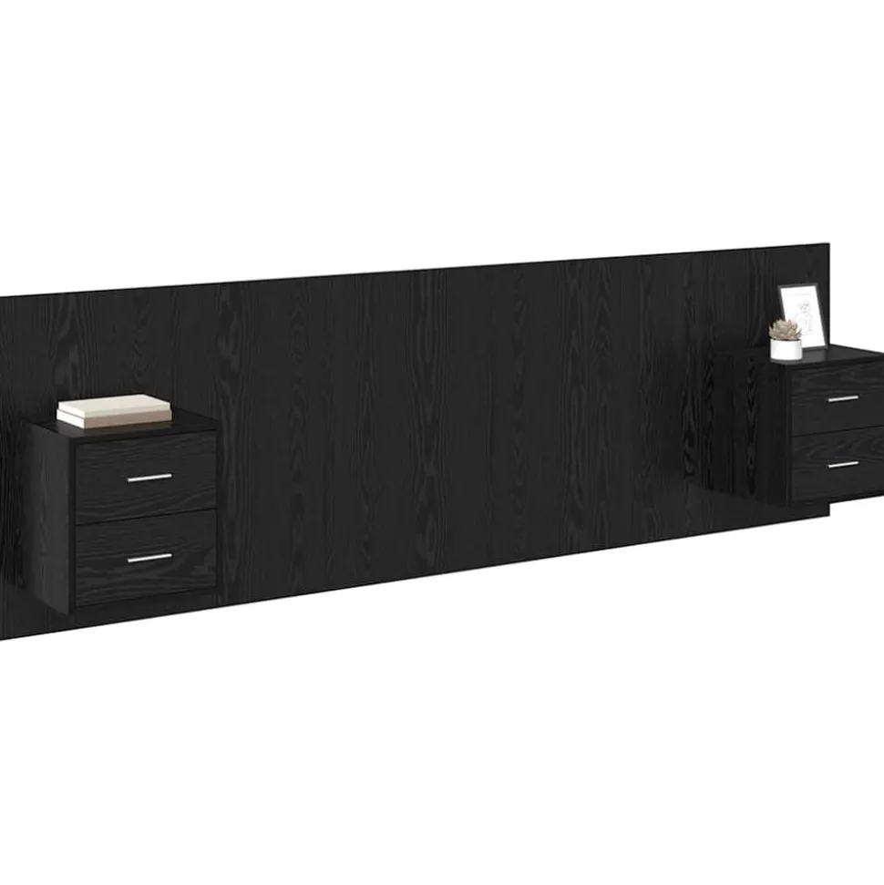 vidaXL Tête de lit avec armoire 3 pcs Chêne noir Bois d'ingénierie